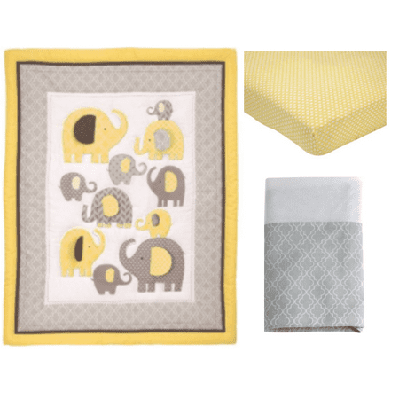 Little Bedding by NoJo Elephant Time 3-Piece Crib Bedding Set, (Best Crib Bedding Brands)