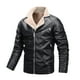 thumbnail image 1 of Hombres Casual Sólido Retro Cremallera Moda Motocicleta Más Terciopelo Turndown Chaqueta de invierno de cuero Abrigos Pompotops  oipoqjl38069, 1 of 8