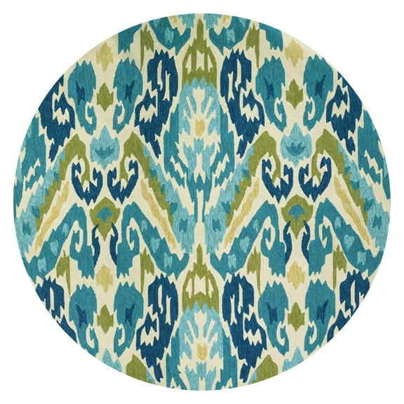 Couristan Covington Delfina Indoor/Outdoor Area Rug, 7'10" Round, Azure-Lemon