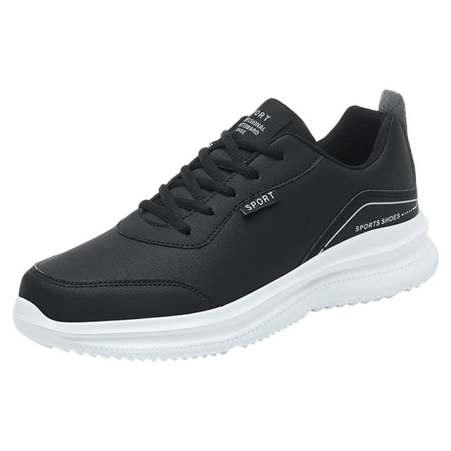 WEAIXIMIUNG Leather Sneakers Mens Shoes Men Casual Shoes Sports Shoes New Pattern Solid Color Four Season Thick Sole Flat Bottom Lace Up Comfortable Shoes