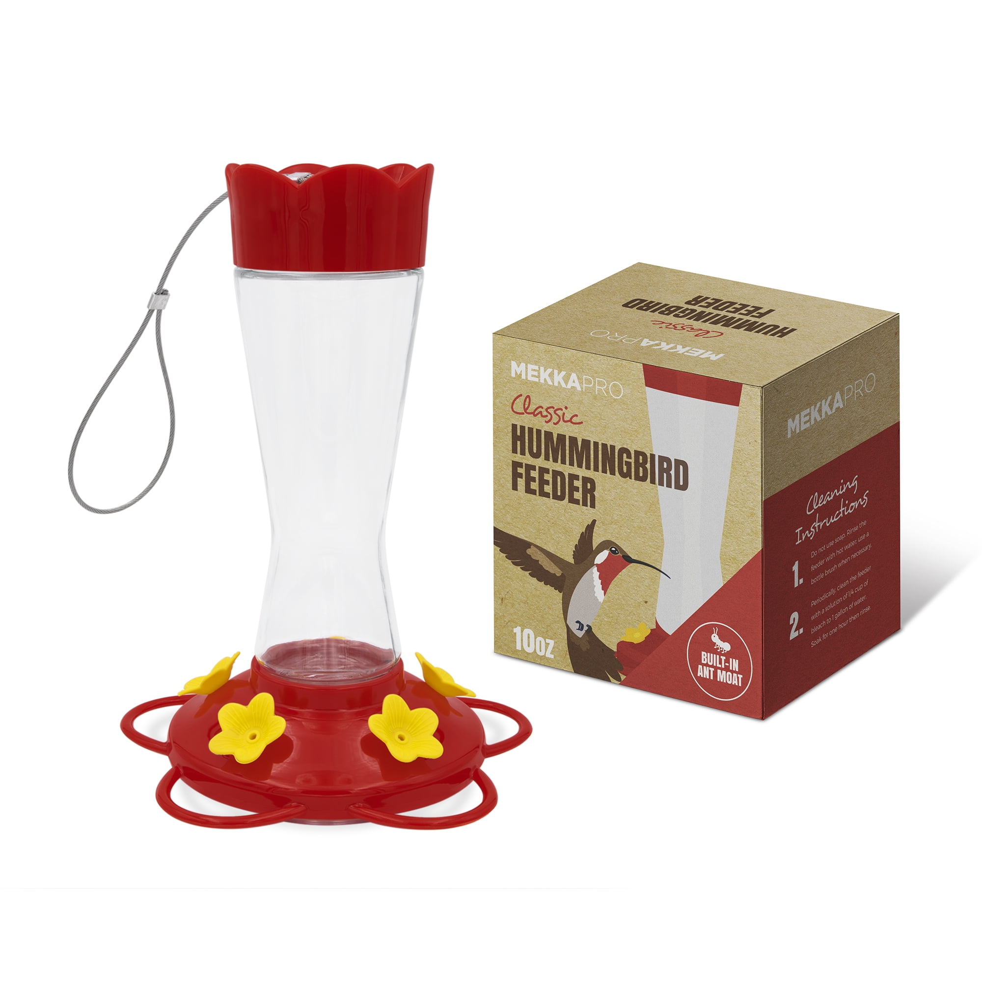 MEKKAPRO Outdoor Hummingbird Feeder Made from Glass, (10 Ounces