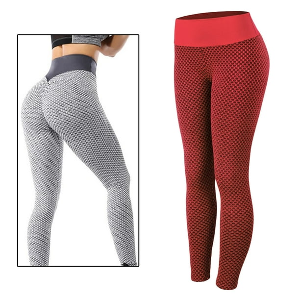 Mujeres Anti celulitis Leggings texturizado solido Yoga pantalones Sportwear Rojo L Zulema Leggings de levantamiento de gluteos para mujer Walmart en linea