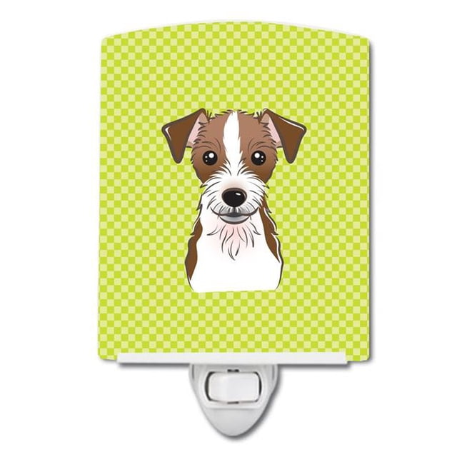 Carolines Treasures BB1264CNL Checkerboard Lime Green Jack Russell Terrier Ceramic Night Light