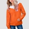 thumbnail image 4 of Ulanda Girls Oversized Hoodie Little & Big Kids Color Block Hooded Sweatshirts Trendy Long Sleeve Pullover with Pocket (Orange, 5-6 Years), 4 of 6
