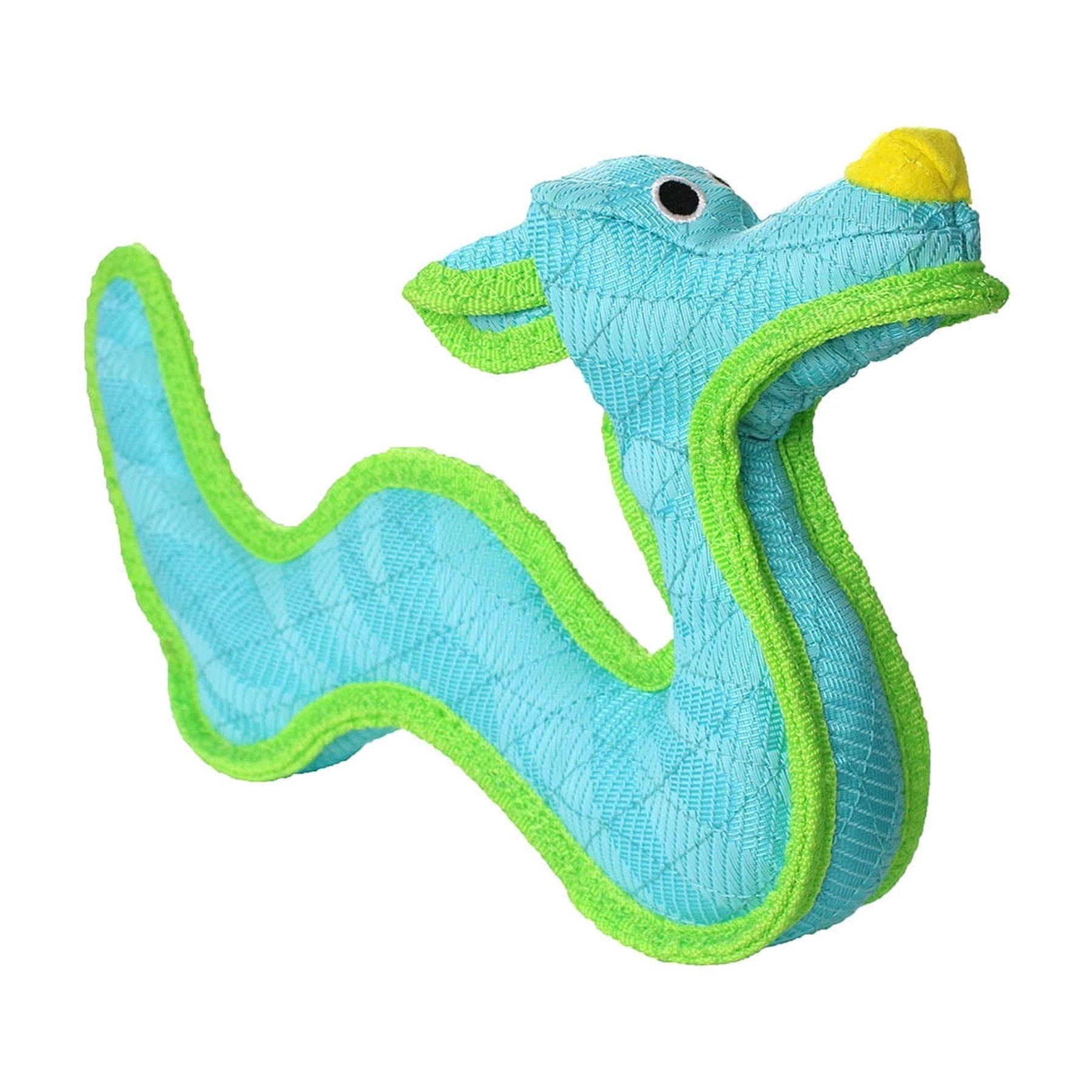 DuraForce Dragon Tiger Blue-Green, 2-Pack, Durable Woven Mesh Fiber Squeaky Dog Toy