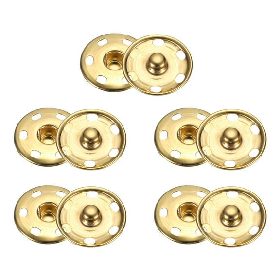 Uxcell 5 Set Sew-on Snap Buttons 25mm Metal Snap Fastener Buttons, Gold