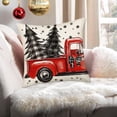 thumbnail image 3 of Red and Black Buffalo Plaid Truck Christmas Tree Pillow Covers 20x20 Inch Seasonal Winter Snowflake Holiday Farmhouse Linen Cushion Case Christmas Decoration for Sofa Couch, 3 of 5