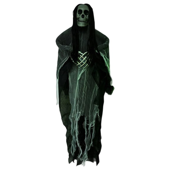 Halloween Decor Outdoor, Tattered Gauze Skull Hanging Ghost Decor, Scary Skeleton Ghost Pendant Ornament, Gothic Wall Ceiling Hanging Prop for Halloween Party Yard Decor