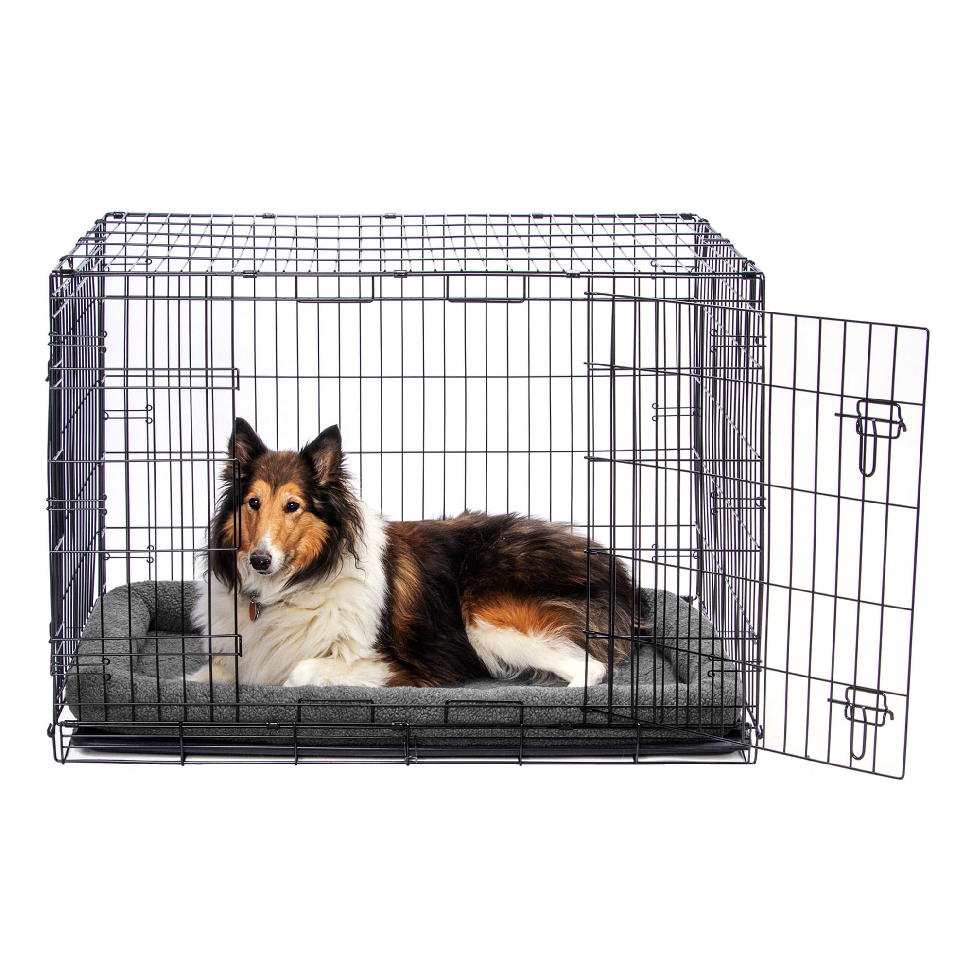 FurHaven Pet Products Faux Lambswool Bolster Crate Pet Bed - Gray, Extra Large