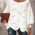 thumbnail image 4 of Sweaters for Women 2025 Hollow Out Crochet Irregular Hem Batwing Boat Neck Jumper Tops Womens Pullover Sweaters, 4 of 5