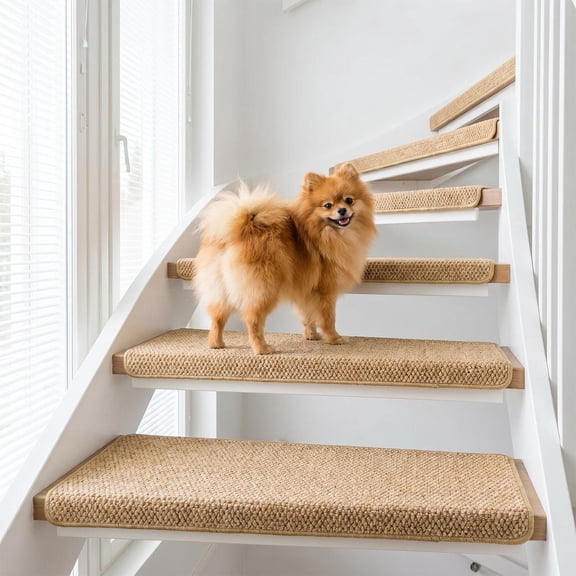 Bullnose Carpet Stair Treads 29.5"x9.5", 14 Count Non-Slip Staircase Protectors for Wood Floors, Soft Rounded Edge Mats Washable Indoor Step Covers for Kids and Dogs