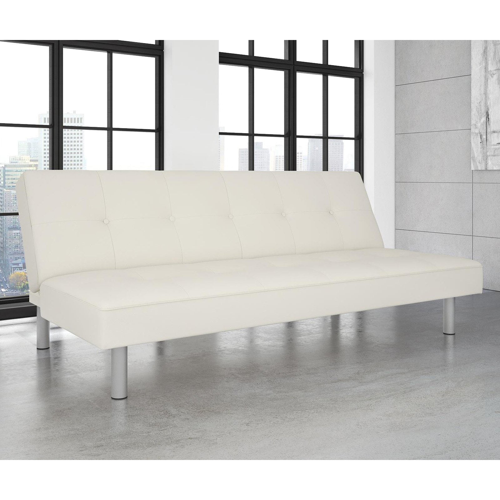 DHP Nola Tufted Faux Leather Futon, Multiple Colors