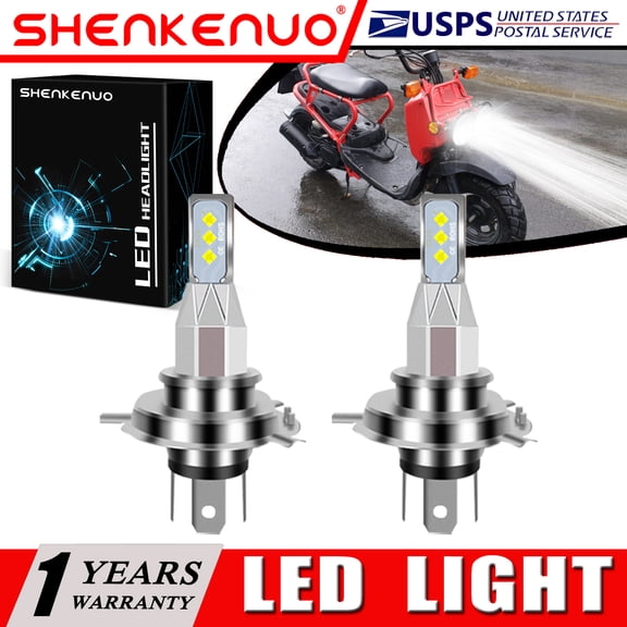 SHENKENUO For Honda Ruckus 50 NPS50 2003-2017 - 2X HS1 9003 H4 LED Headlights Bulbs White,Pack of 2,C48