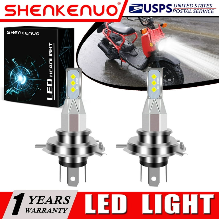 SHENKENUO For Honda Ruckus 50 NPS50 2003-2017 - 2X HS1 9003 H4 LED  Headlights Bulbs White,Pack of 2,C48 