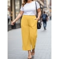thumbnail image 6 of Gleelist Women's Plus Size Wide Leg Pants Lightweight Casual High Waist Side Slit Flowy Lounge Trouser With Pockets XL-5XL, 6 of 7