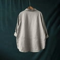 thumbnail image 7 of Mittory Womens 3/4 Length Sleeve Cotton Linen Tops Summer Button Up T Shirts Casual Basic Flowy Comfy Tunics, 7 of 7