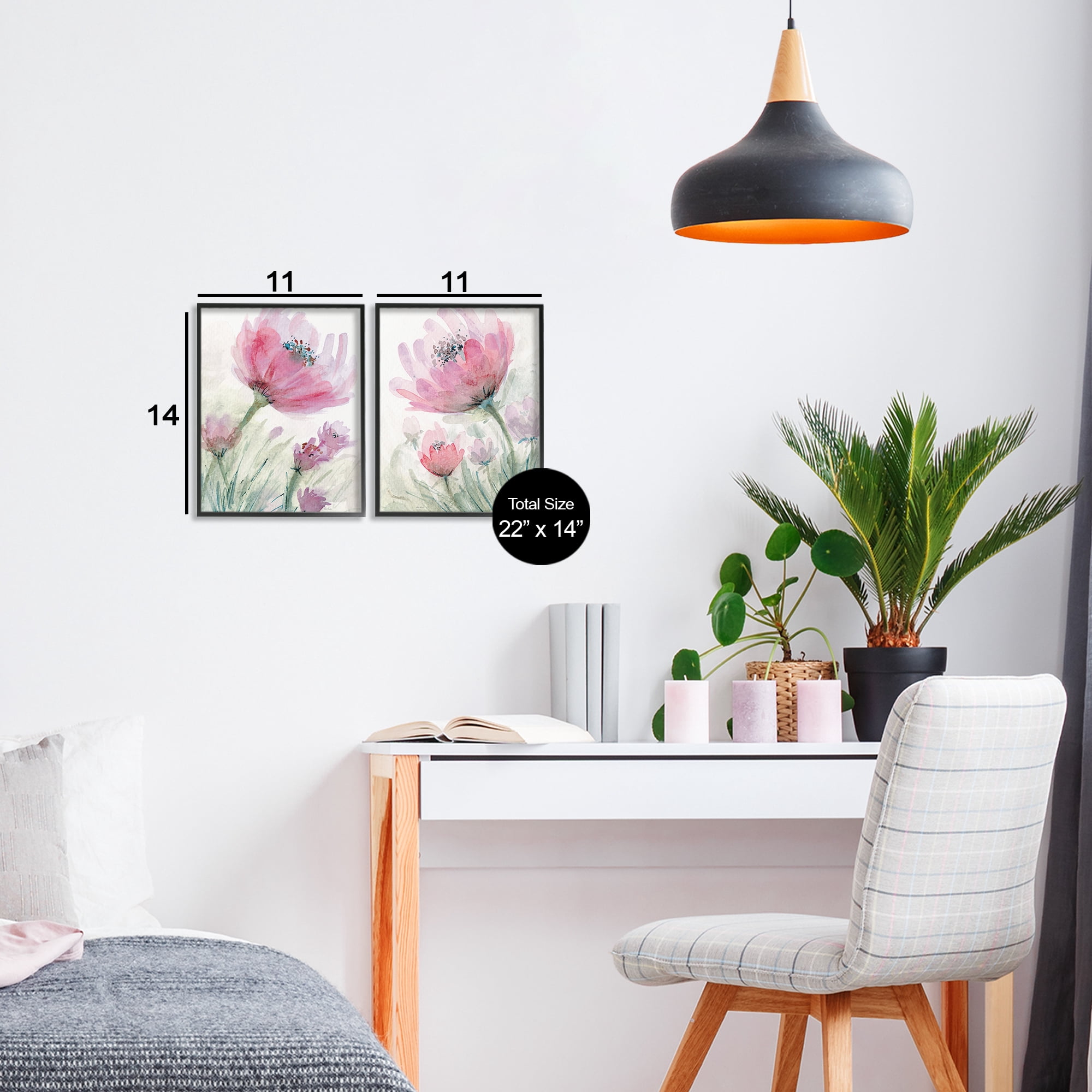 Stupell Industries Speckled Flower Stamens 2 Piece Black Framed Giclee Art Set, design by Patti Bishop