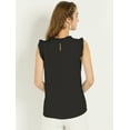 thumbnail image 5 of DARING DIVA Women's Ruffled Trim Pleated Plain Blouse Top 3XL Black, 5 of 6