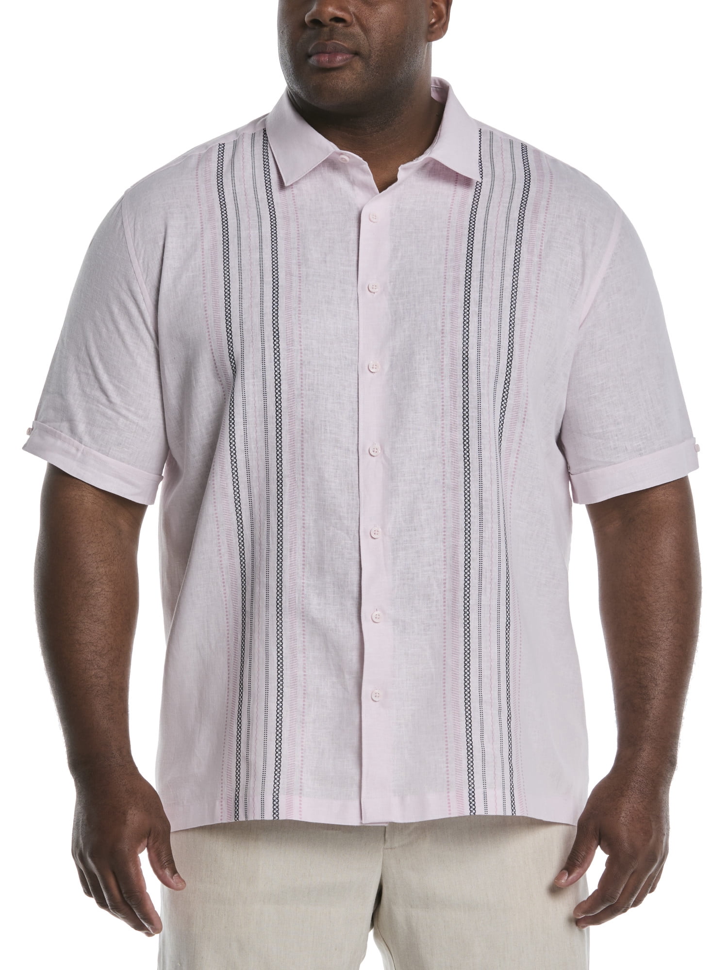 Cafe Luna Men's and Big Men's Stripe Panel Print Short Sleeve Shirt, Sizes S-5XL