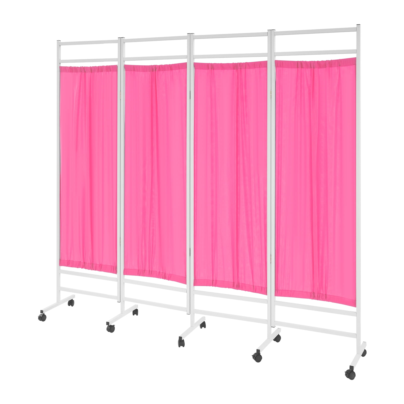4-Panel Medical Room Divider, Medical Privacy Screen, Portable and Foldable Medical Room Divider Pink