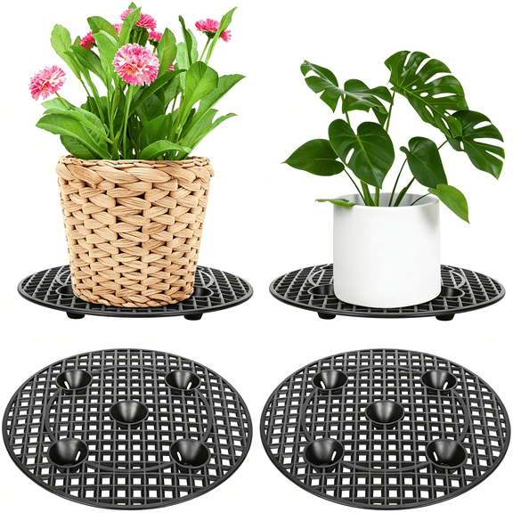 XIBUFE 4 Pieces Potted Plant Stand Holder,Large Planter Holder,Heavy Duty Indoor Outdoor Garden Patio Flower Pot Stands 12 Inch