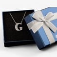 thumbnail image 5 of Silver Tone Initial Letter Pendant Necklace with Crystal Rhinestone Accents - One Size Fits Most, Silver-G, 5 of 6
