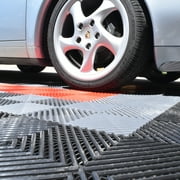 Greatmats Open Grid Interlocking Garage Floor Tiles, Black 25 Pack 1x1 Ft