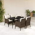 thumbnail image 1 of vidaXL 5 Piece Garden Dining Set with Cushions Brown Poly Rattan, 1 of 6