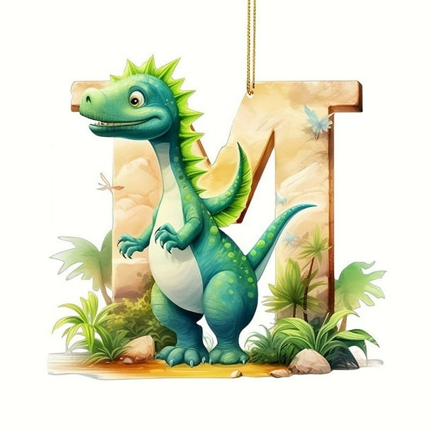 Xihbxyly Ofertas de Caja Abierta Liquidación Devoluciones En Almacén Colgante Acrílico Navideño de Dinosaurio y 26 Letras.