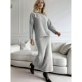 thumbnail image 2 of Women'S Casual 2 Pieces Set Crewneck Sweater and Fishtail Skirt Knit Outfits for Fall Winter Fashion Light Gray S, 2 of 3