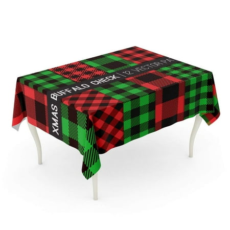 

KDAGR Christmas Buffalo Check Plaid Printing Pattern Patterns Red Green and Black Pixel Gingh Tablecloth Table Desk Cover Home Party Decor 52x70 inch