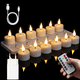 thumbnail image 4 of LED Candle Light Rechargeable Flameless Candles Timer Remote Tea Lights With Black Cups For Wedding Home Decor Christmas Lamp, 4 of 5