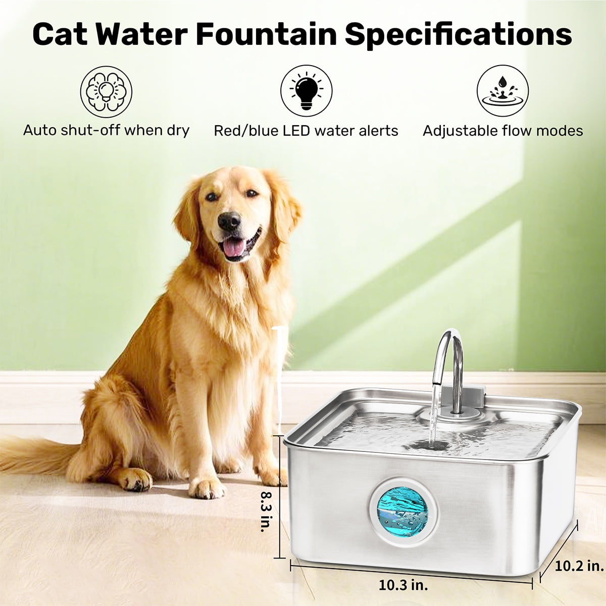 FUKUMARU 7L Dog Water Fountain, Stainless Steel Automatic Cat Fountain with 3 Filters