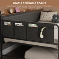 thumbnail image 6 of Daybed with Trundle and LED Lights, Twin Size Sofa Bed with Upholstered Headboard & Charging Station, Metal Frame for Bedroom, Living Room, Guest Room, 6 of 9