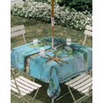 thumbnail image 3 of Square Outdoor Tablecloth with Umbrella Hole Coastal Blue Green Outside Table Cloth Waterproof Patio Table Cover Ocean Beach Tropical Plant Starfish Zipper Tablecloths for Picnic Camping 60x60 Inch, 3 of 8
