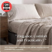 Simple&Opulence 100% Linen Sheet Set-Pure Linen Bedding Sheet-4 Pieces (1 Flat Sheet,1 Fitted Sheet,2 Pillowcase)-Embroidery Collection,Soft & Cozy,Cooling Bedding- Queen Size, Linen