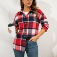 thumbnail image 4 of jsaierl Womens Shacket Jacket Flannel Shacket Fall Plaid Jackets Long Sleeve Button Down Shirts Boyfriend Blouses Tops, 4 of 7