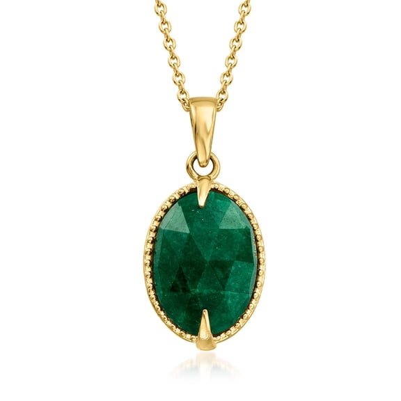 Ross-Simons 5.00 Carat Emerald Pendant Necklace in 18kt Gold Over Sterling, Women's, Adult
