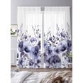 thumbnail image 3 of Purple Blooms Floral Sheer Curtains 84 Inch Length 2 Panels Set Window Treatments, Farmhouse Spring Flowers Botanical Rod Pocket Semi Curtains for Living Room/Bedroom/Kitchen Décor, 104"W x 84"L, 3 of 7