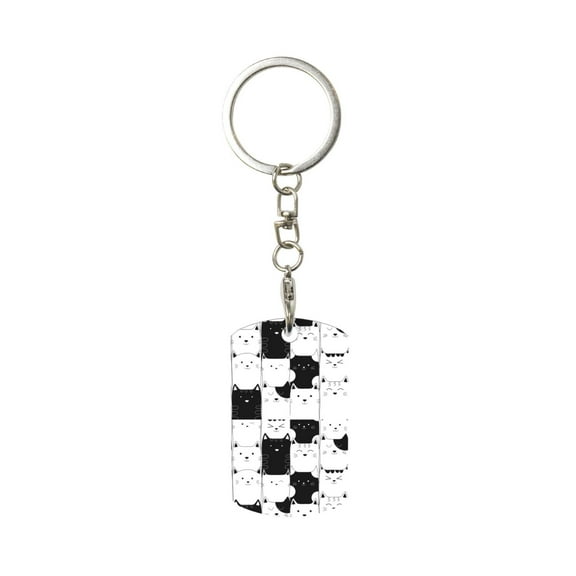 Goofa Doodle Cute Cat Printed Rectangular Metal Keychain Bag Charm Floral Charm for Purse Keys Metal Keyring Gift for Women Accessories