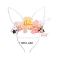 thumbnail image 3 of Diadema de corona de Pascua con orejas de conejo, diadema floral estilo bosque, accesorio para el cabello con flores artificiales. Diadema de plástico., 3 of 6