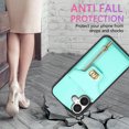 thumbnail image 6 of Mantto for iPhone 16 Back Zipper Wallet Case with Detachable Shoulder Strap,Luxury Metal Buckle Card Slots Shockproof Premium PU Leather Stand Crossbody Phone Case for Women Men,Mint, 6 of 7