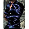 thumbnail image 1 of Camisa para hombre de gran venta, estampado 3D de relámpagos morados y rojos, ropa de calle de manga larga con botones, diseño de moda informal, 1 of 6