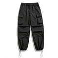 thumbnail image 5 of LEKWK Mens Cargo Pants Loose Fit Multi-Pocket Techwear Design Wide Leg Pants Durable Woven Fabric Elastic Drawstring Waist Outdoor Wear, 5 of 8