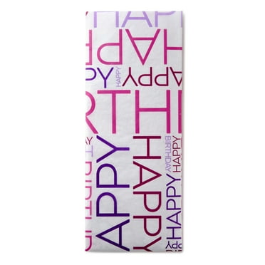 Hallmark Birthday Tissue Paper (Pink and Purple Lettering) 6 sheets