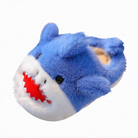 HCNTES Toddler Litte/Big Kids Winter Warm Slippers Soft Plush Indoor Slippers for Baby Girls & Baby Boys with Cute Design(A01-Blue,8)