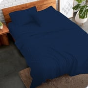 Luxury Hotel Bed Sheets and Pillowcase Set 1000 Thread Count 100% Cotton, 15 Inch Deep Pocket Premium Hotel Quality Smooth & Soft Bedding Sheet Set, King Size - Navy Blue Stripe