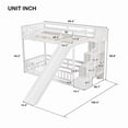 thumbnail image 3 of Twin-Over-Twin Bunk Bed with Slide, Storage Staircase & Detachable Rack, Wooden Kids Bed Frame with LED Light & Guardrail, 3 of 12