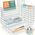 thumbnail image 3 of Yammee Drawer Organiser Set Clear Makeup Trays Desk Drawer Dividers Dresser Storage Bin, 3 of 11