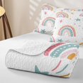 thumbnail image 4 of Manfei Ink Rainbow Bed Spread Queen, Dreamy Astrology Queen Coverlet Set, White Teal Pink, 3 Pieces, 1 Quilt and 2 Pillowcases, 4 of 7